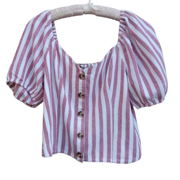 Abercrombie & Fitch boho linen blend crop top sz M - Picture 1 of 9